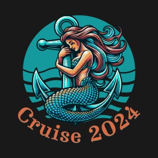 Cruise 2024 | Cruise Ship Vacation | Travel Group Tee | Family Cruise | Mermaid and Anchor. T-Shirt