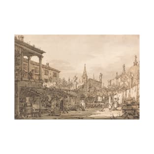 Capriccio of a Venetian Courtyard by Canaletto T-Shirt