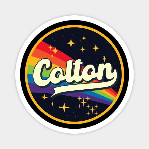 Colton // Rainbow In Space Vintage Style Magnet by LMW Art