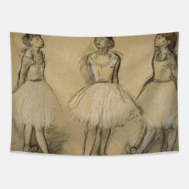 Three Studies of a Dancer in Fourth Position by Edgar Degas Tapestry by Classic Art Stall