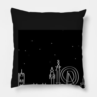 London Skyline by night in one stroke Pillow