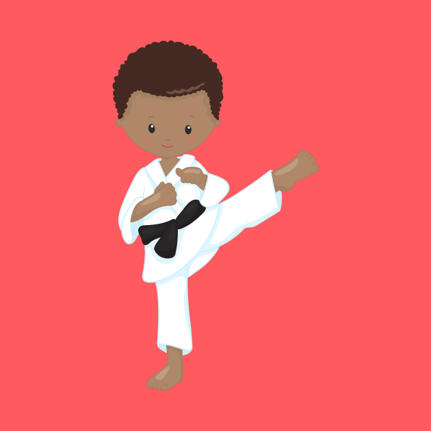 African American Boy, Karate Boy, Black Belt, Kata by Jelena Dunčević