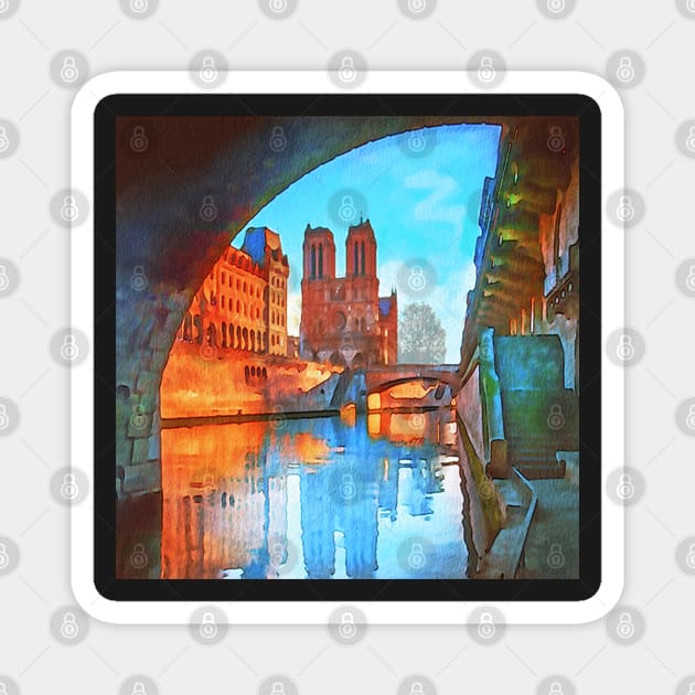 Paris France Watercolor Art Graphic Design, Home Decor & Gifts: face masks, Phone Cases, Apparel Magnet by tamdevo1