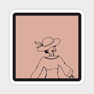 Sketch of a Lady with a Hat Magnet