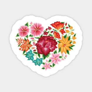 Mexican Embroidery Style Heart Design from Oaxaca, México Magnet