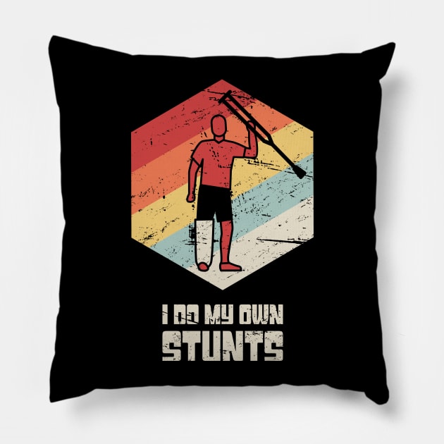 Stunts - Funny Broken Leg Get Well Soon Gift Pillow by MeatMan