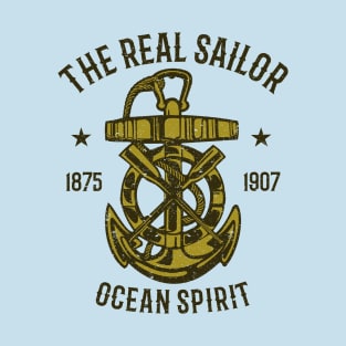 The Real Sailor: Vintage Nautical Anchor Design T-Shirt