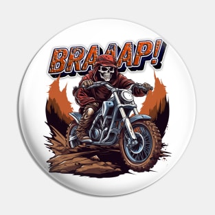 Braaap Skeleton Riding Dirt Bike Pin