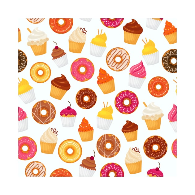 Donut Pattern Dessert Print by bluerockproducts