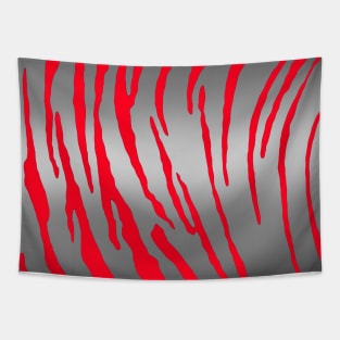 Silver Tiger Stripes Red Tapestry