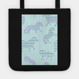 Shetland Fairisle Dancing Ponies - Light blue Tote