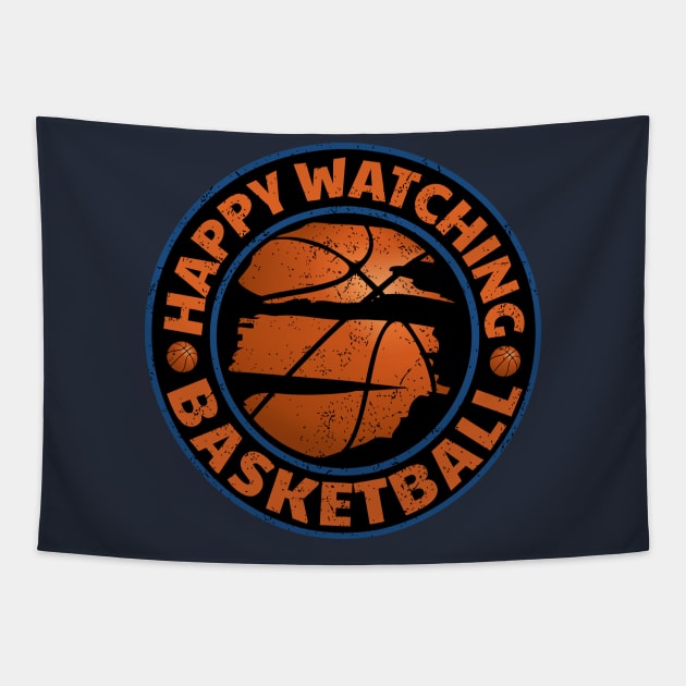 Happy Watching Basketball - Basketball Spectator Tapestry by Ashley-Bee