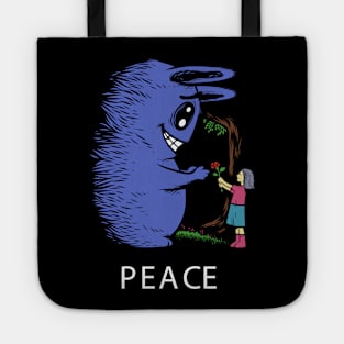 Peace monster doodle flower girl Tote