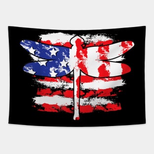 4th of July Patriotic Dragonfly with US American Flag Tapestry