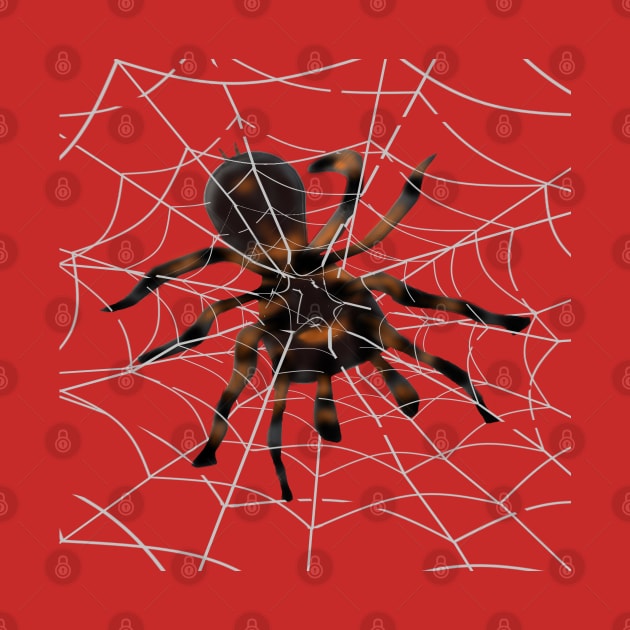 Giant Halloween Spider in Spiderwebs (Gray Background) by Art By LM Designs 