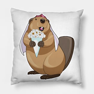 Beaver Bride Flower Wedding Pillow