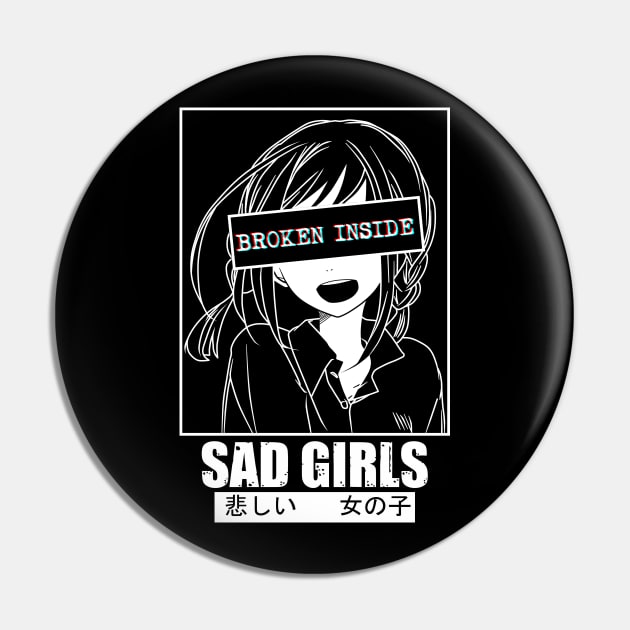 Sad Anime Girl Broken Inside Crying Emo Otaku Pin by AnimeWeebZ