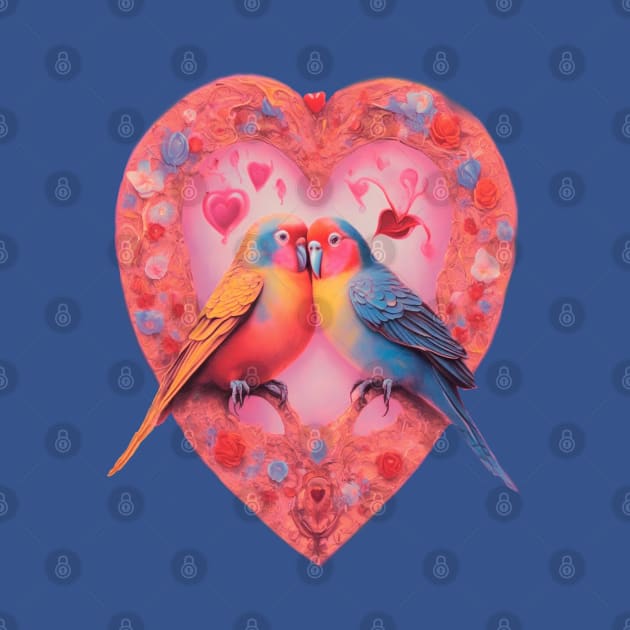 Valentines love birds in a heart by sailorsam1805