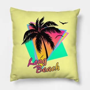 Long Beach Cool 80s Sunset Pillow