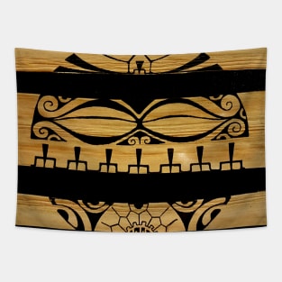 Tiki on tapa polynesian tattoo art Tapestry