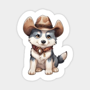 Cowboy Siberian Husky Dog Magnet