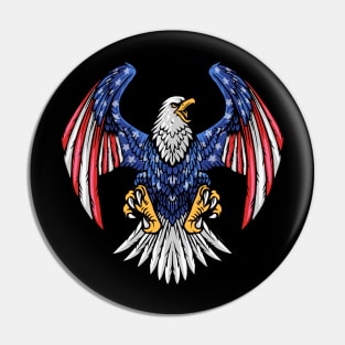 The Majestic Bald Eagle Soaring in American Pride Pin