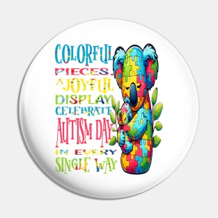 Colorful Puzzle Koala Hug: Mind Body Balance Pin