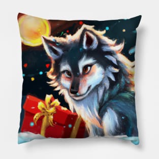 Cute Alpha Wolf Drawing Pillow