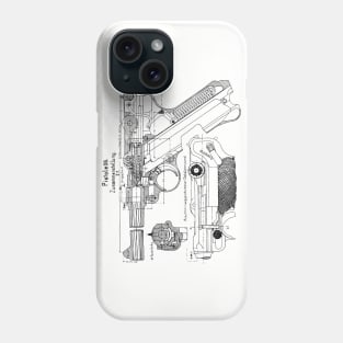 WW2 Luger P08 Weapon Blueprint Phone Case