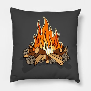 Cosy Campfire Digital Illustration Pillow