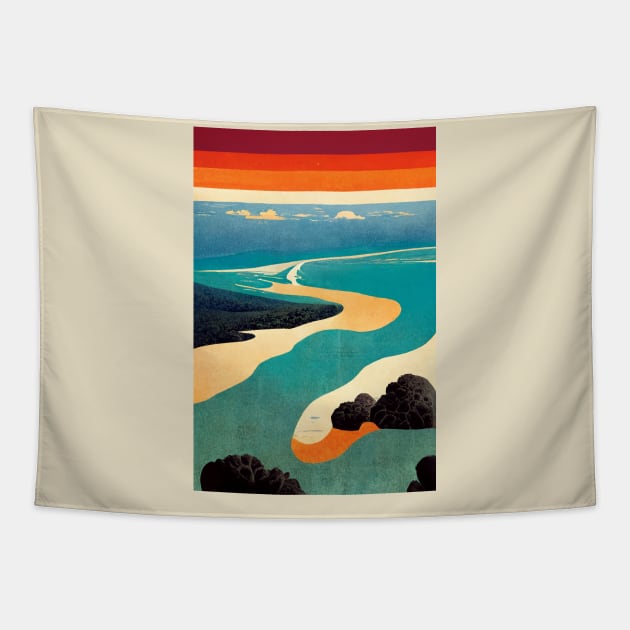 Great Barrier Reef Tapestry by Retro Travel Design