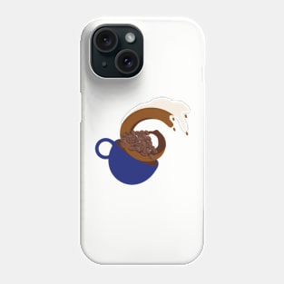 Coffee. The Little Great Wave of Coffee. Indigo Cup Graphic Phone Case