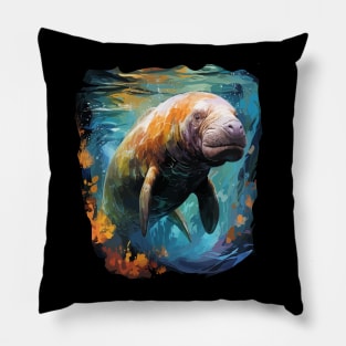 Manatee Rainbow Pillow