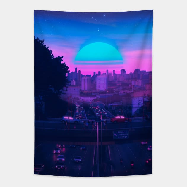 Neon Night Tapestry by funglazie