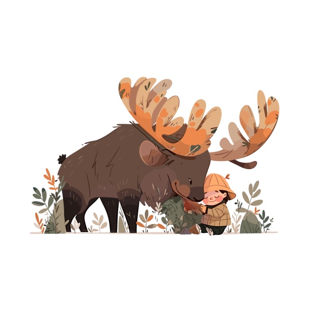 Cute Moose Animal Loving Cuddle Embrace Children Kid Tenderness by Cubebox