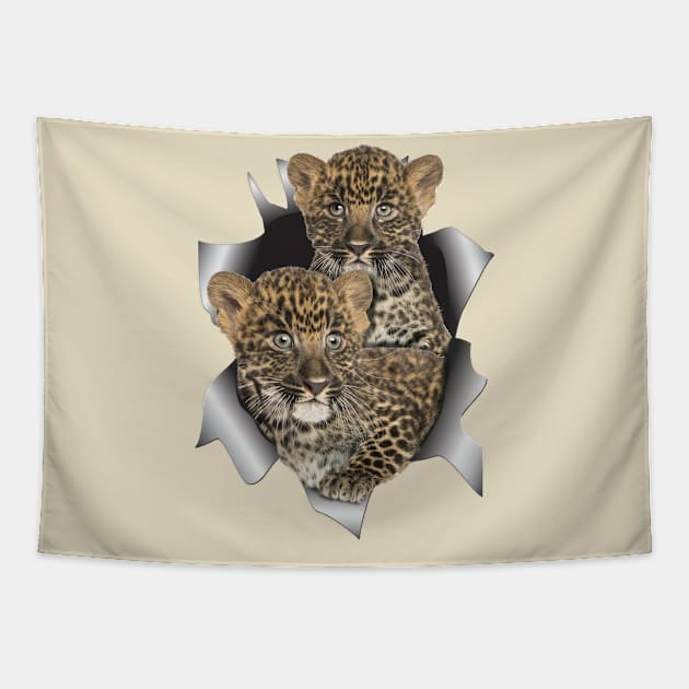 Leopards Cubs Tapestry by Just Kidding by Nadine May