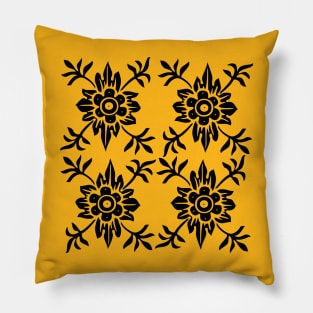 Black Floral Pattern Pillow