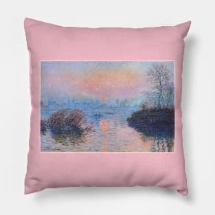 Claude Monet, Sunset on the Seine at Lavacourt, Winter Effect Pillow