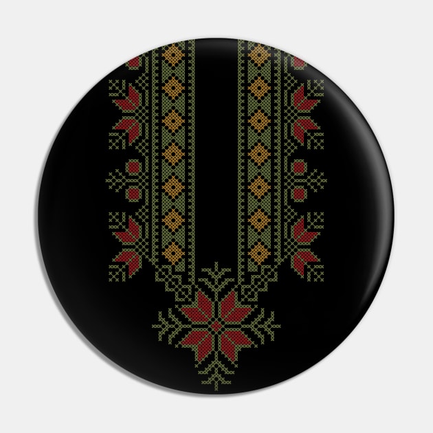 Palestinian Jordanian Traditional Tatreez Realistic Embroidery Design #14 -col Pin by QualiTshirt