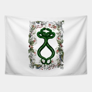 Snakes in Love Watercolor Green snakes in watercolor pomegranate wreath Tapestry