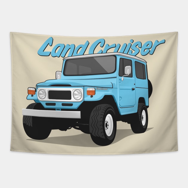 Land cruiser fj40 hardtop off road blue light Tapestry by creative.z