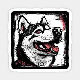 Retro Art Siberian Husky Dog Lover Magnet