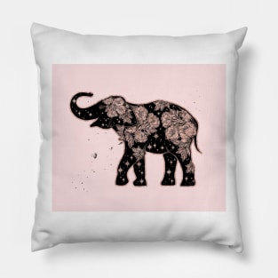 Rose gold elephant - galactic rose Pillow