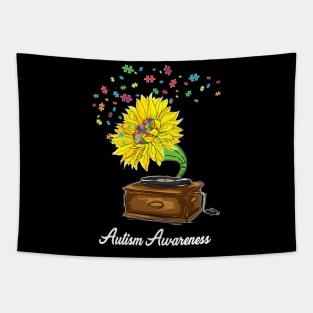 Autism Awareness Sunflower Music Box Tapestry