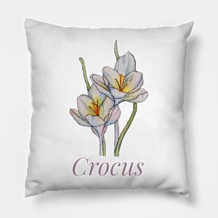 White crocus watercolor Pillow