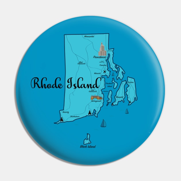 Rhode Island Ocean State- Map Pin by ACGraphics