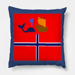 Sporty Norway Design on Blue Background Pillow