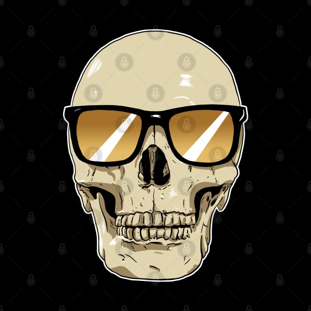 Skull Wearing Sunglasses Orange Lenses by Black Snow Comics