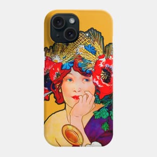 Spring girl with flowers in her hair in art nouveau Phone Case