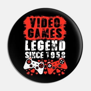 Gaming 1958 Birthday Video Games Birthday Gamer Pin